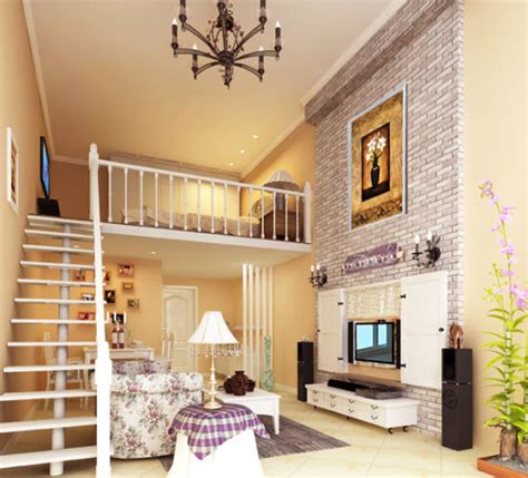 loft公寓挑高客厅设计实景图片赏析_装信通网效果图