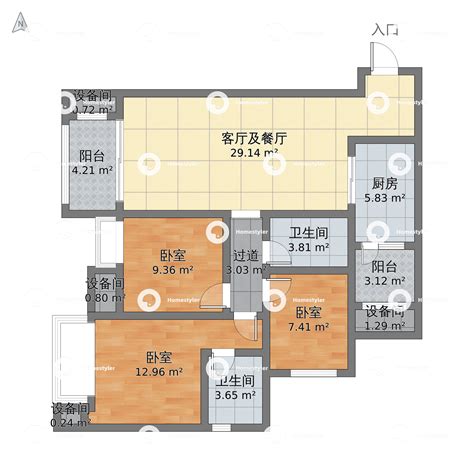 重庆市渝北区 金科天元道4室2厅2卫 122m²-v2户型图 - 小区户型图 -躺平设计家
