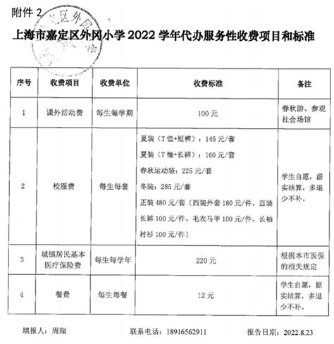 2022-2023年上海嘉定区中小学收费标准(校服费餐费等)_小升初网