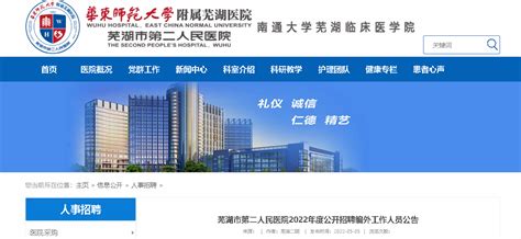 2022安徽芜湖市第二人民医院招聘编外人员公告【25人】