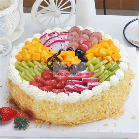 8寸水果圆形蛋糕，真挚的祝福 - 六朵花