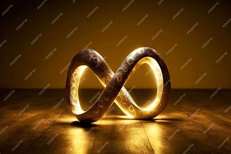 Premium Photo | Golden eight on lit table symbolizing infinity sign