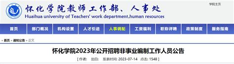 2023年湖南怀化学院公开招聘非事业编制工作人员2名公告（7月23日截止报名）