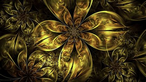 电脑设计一朵朵金色的花朵彼此融合摇曳着熠熠生辉背景花纹素材设计