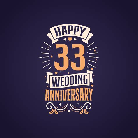 feliz 33 aniversario de boda cita diseño de letras. Diseño de tipografía de celebración de ...