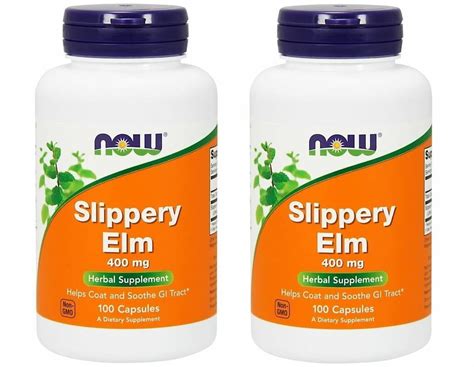 Now Foods - Slippery Elm, 400 mg, 100 Capsules - 2 Packs - Walmart.com
