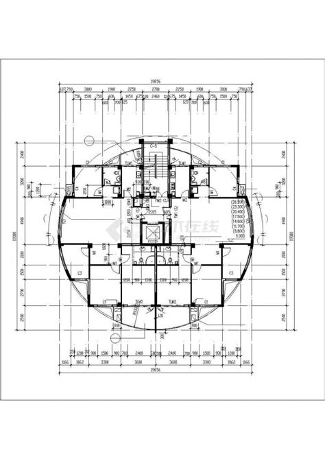 长春市兴兰花园小区住宅楼标准层平面设计CAD图纸（共4张）_住宅小区_土木在线