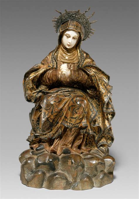 清 漆雕圣母玛利亚像(正面) 美国大都会博物馆藏-古玩图集网