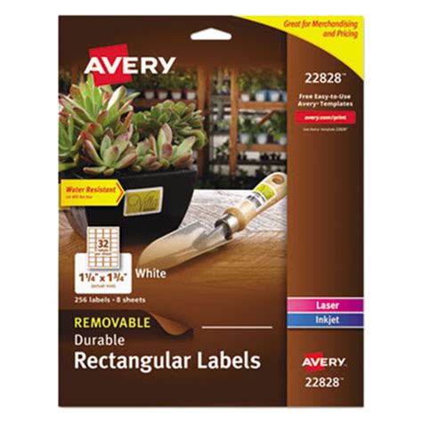 Avery 22828 1 1/4" x 1 3/4" Glossy White Rectangular Removable Labels ...
