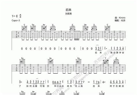 刘若英 - 后来（指弹吉他） [指弹 简单版] 吉他谱