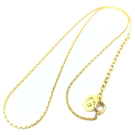 Christian Dior Gold Tone CD Logo Chain Necklace Golden White gold Metal ...