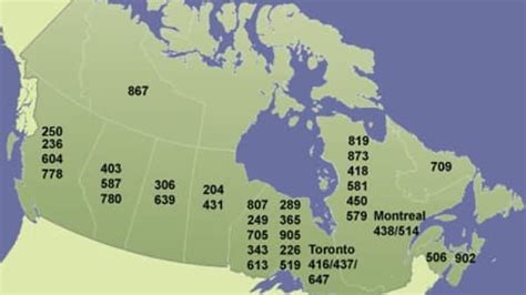 Canadian Area Code Map Coding, Map, Area Codes, 56% OFF