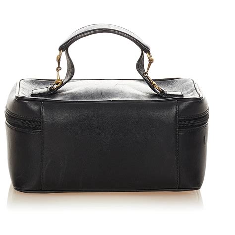 Gucci Black Horsebit Leather Vanity Bag Pony-style calfskin ref.390445 ...