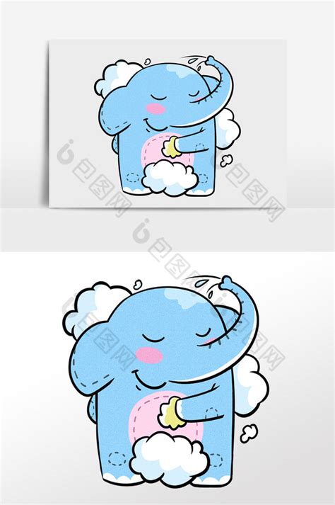 小象 洗澡插画图PSD素材免费下载_红动中国