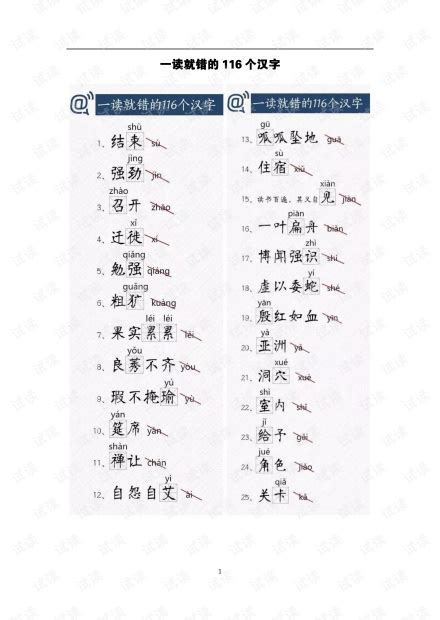 一读就错的116个汉字1-9年级语文考试易错字音字形.pdf资源-CSDN文库