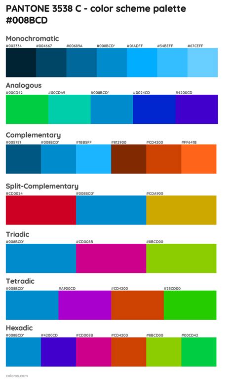PANTONE 3538 C color palettes and color scheme combinations - colorxs.com