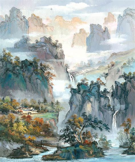 Chinese Landscape Shanshui Mountains Waterfall 0 953 from China ...