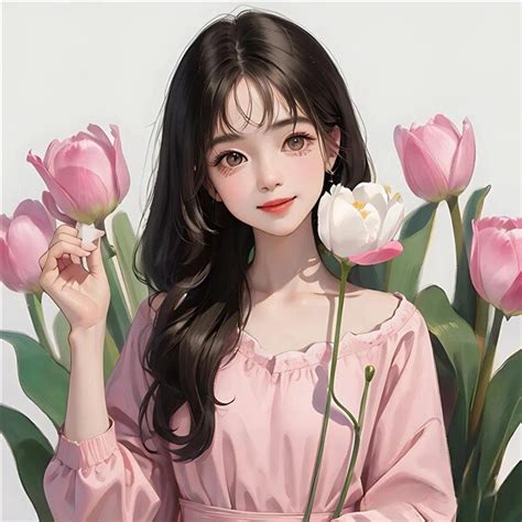 郁金香甜美女生头像高清