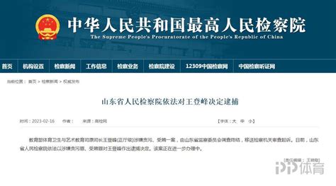 最高人民检察院：依法对教育部原司长王登峰决定逮捕_PP视频体育频道