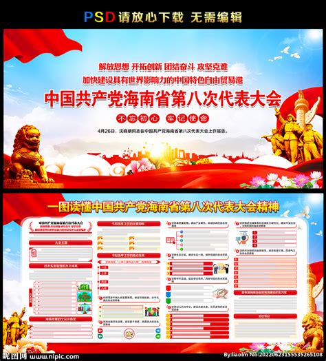海南省第八次党代会展板设计图__广告设计_广告设计_设计图库_昵图网nipic.com