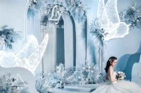婚礼主题场地|婚礼主题图片(时尚又浪漫的冰蓝色系蝴蝶主题婚礼，这将是我们幸福生活的起点)-丫空间