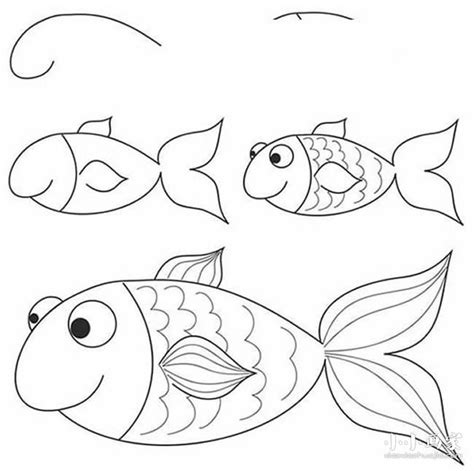 畅游的小金鱼简笔画_畅游的小金鱼图片欣赏_畅游的小金鱼儿童画画作品-有伴网