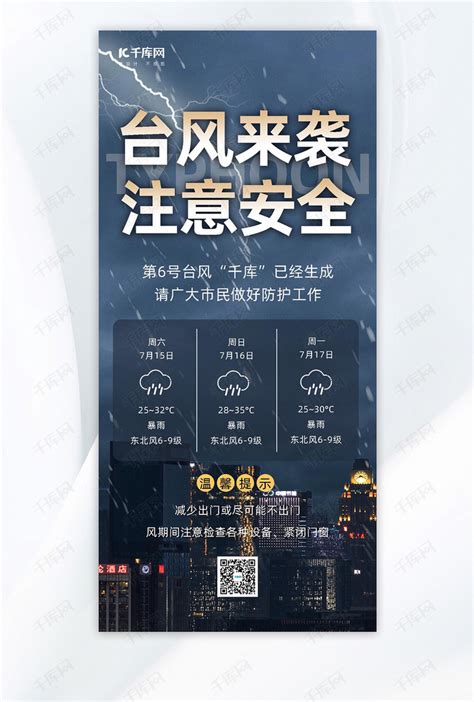 暴雨台风预警简约温馨提示海报自然灾害海报模板下载-千库网