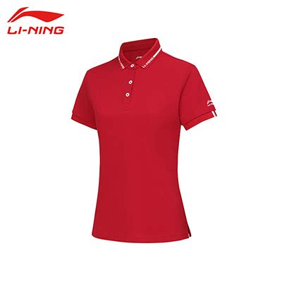 李宁（LI-NING)2022运动时尚舒适透气女子短袖POLO衫 APLR072-2 红色-运动服-优个网
