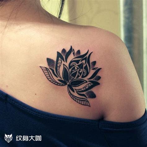 背部，植物，莲花_纹身大咖图库