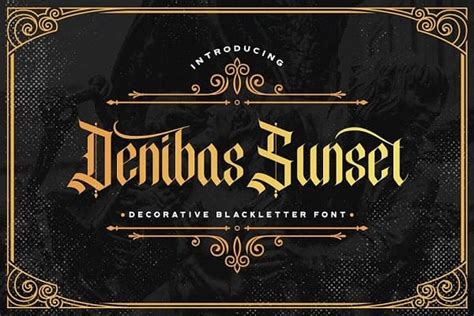 Denibas Sunset-哥特式暗黑风格-小说封面海报设计-英文衬线字体下载 – 看飞碟