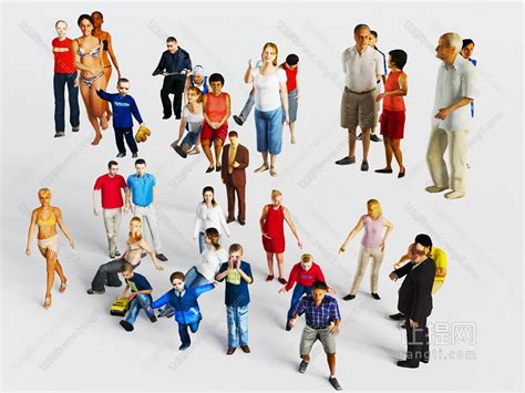 不同姿势的男人女人和孕妇3d模型下载_模型ID:50838-让提网