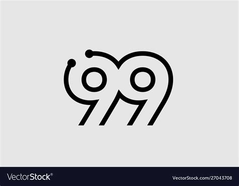 Number 99 logo design with line and dots Vector Image