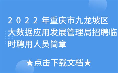 2022年重庆市九龙坡区大数据应用发展管理局招聘临时聘用人员简章