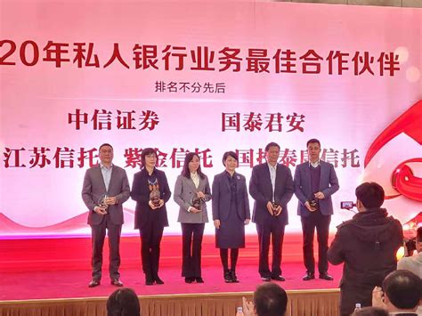 紫金信托荣膺江苏银行业务最佳合作伙伴奖项