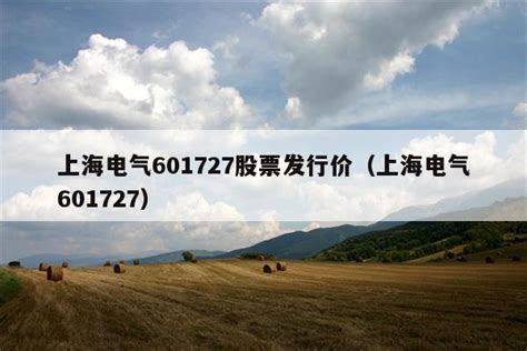 上海电气601727股票发行价（上海电气601727） - 佳咖号