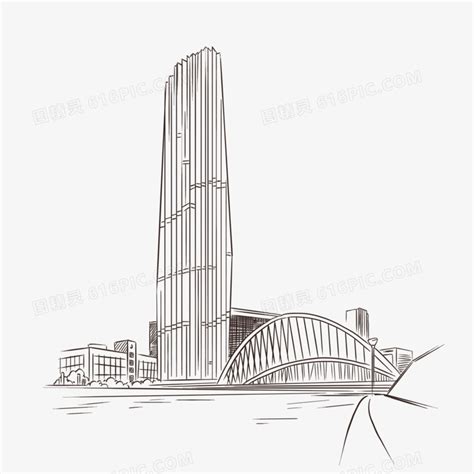 天津城市建筑地标剪纸风插画插画图片下载-正版图片401432707-摄图网