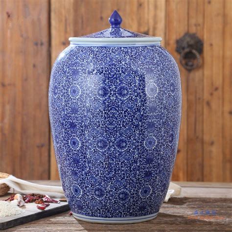景德镇陶瓷米缸 带盖储物罐 6款可选 - 雅道陶瓷网