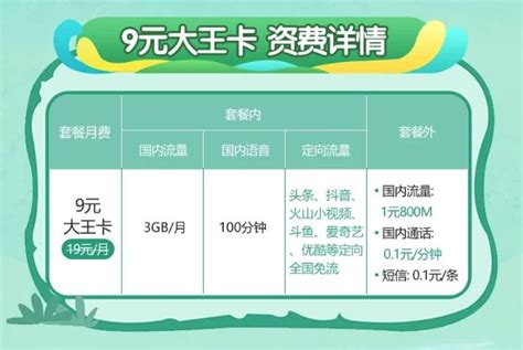 中国电信上线9元大王卡套餐：3GB流量+100分钟