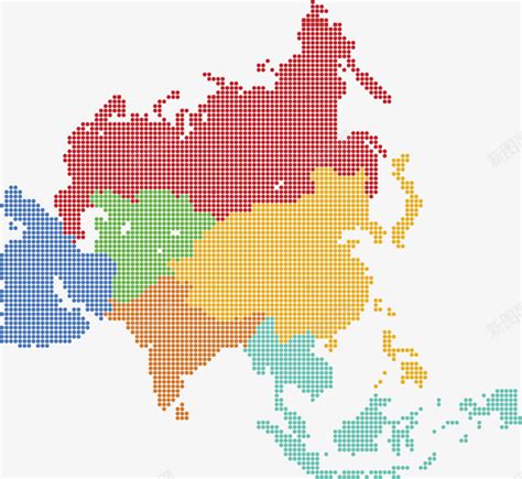 彩色波点亚洲地图矢量图png图片免费下载-素材0QjjUPeUU-新图网