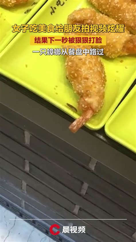 上海一女子吃美食给朋友拍视频炫耀，结果下一秒被狠打脸：有蟑螂从餐盘路过_凤凰网视频_凤凰网