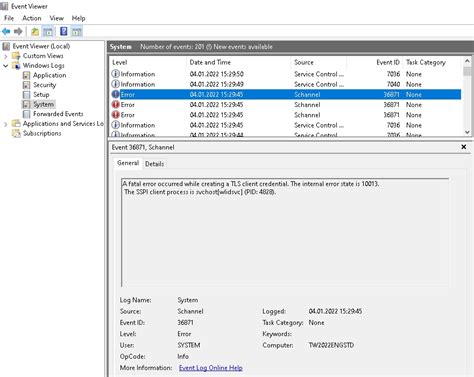 Windows Server 2022: Schannel Fehler 36871 - Frankys Web