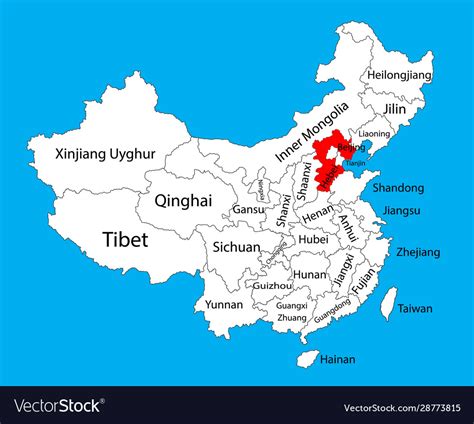 Hebei province map china map Royalty Free Vector Image