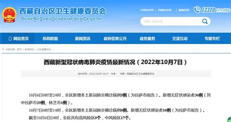 10月7日0时至14时西藏新增无症状感染者10例，为拉萨市报告