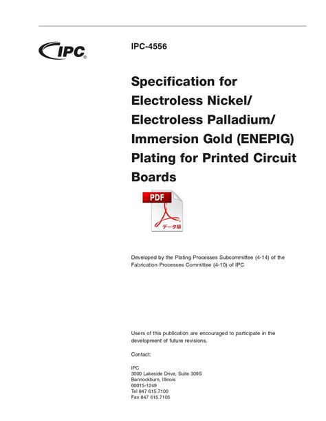 【英語版】IPC-4556: Specification for Electroless Nickel/Electroless ...