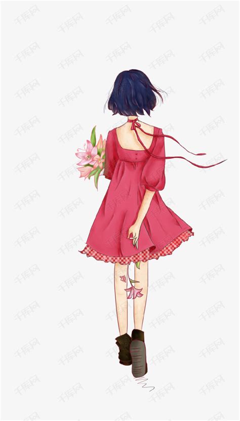 卡通女头背影图片