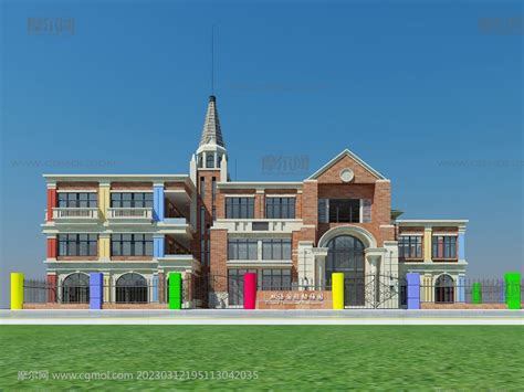 达州英伦风幼儿园,双语国际幼稚园3D模型_其他建筑模型下载-摩尔网CGMOL