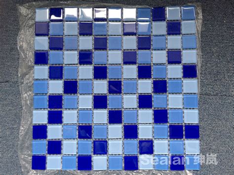 48x48 泳池玻璃马赛克 玻璃马赛克 蓝色马赛克 泳池瓷 - 明欣 - 九正建材网