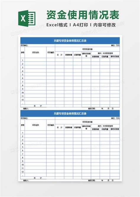 专项资金使用情况汇总表Excel模板下载_熊猫办公