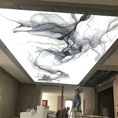 艺术玻璃亚克力有机UV天花吊顶透光板过道电梯新中式水墨古风定制-淘宝网