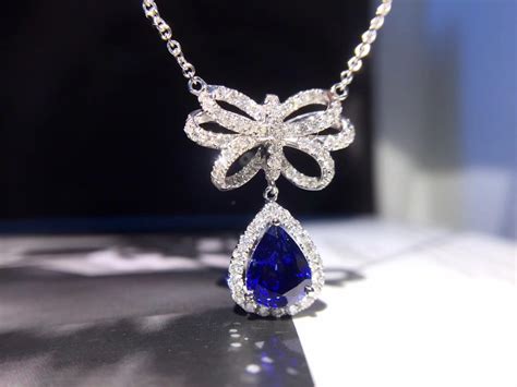 雅度珠宝 18K钻石天然蓝宝石项链-阿里巴巴